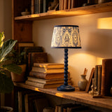 Blue Wood Base Table lamp,8x8x18 inch Country Style Desk lamp,Modern Pleated lampshade Suitable for bedrooms and Offices Pack of 2 (Bulbs Not Included)