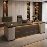 kmnub 70.9 in Modern LED Solid Wood Executive Desk with Storage