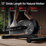 CURSOR FITNESS Elliptical Machine for Home, Elliptical Exercise Machine Elliptical Training Machines with 8 Levels Resistance, Silent Magnetic Elliptical Trainer with 12" Stride and LCD Monitor
