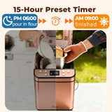 Rosewill 25-in-1 Automatic Bread Maker Machine with 3 Loaf Size up to 2 Lb, 700W High Power Dual Heater Bread Maker with BPA-free Nonstick Coating Pan, Max 15 Hours Delay Timer, Low Noise - Cinnamon