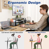 OPNICE Desk Organizer and Accessories, 2-Tier Computer Monitor Stand Riser with Drawer and 2 Pen Holders, Laptop Stand, Office Desk Accessories for Office Supplies, Pink
