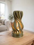MAKER 3D Twist Spiral Table Lamp in Bronze - Handmade 3D Printed Shadow Projection Night Light, Dimmable USB LED Bedside Accent Lamp for Bedroom, Nursery and Office Desk Decor