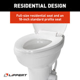 Lippert Flow Max RV Toilet with Elongated Ceramic Bowl, 18" Standard Profile, Full-Size Residential Seat, Easy-Close Lid, Efficient Flush - 2022113192