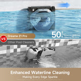 DREAME Z1 Pro Cordless Robotic Pool Cleaner, LiFi Remote Control, 8000 GPH Suction, Waterline Horizontal Cleaning, Auto-Retrieval, Automatic Pool Vacuum for Above & In-Ground Pools, Haze Silver