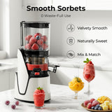 EanOruus Juicer Machines, 3-in-1 Cold Press Juicer with 6.5" Extra Large Chute, 100oz Large Capacity, AC Motor, Makes Juice, Nut Milk & Sorbet, Bright White