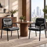 Simple Deluxe 2 Pack Stationary Guest Chairs, No Wheels Waiting Room Chairs with Padded Armrests, Reception Seating for Conference, Meeting, Lobby, Home, Dining & Desk Side