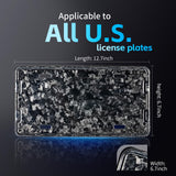 DCRCFIBER 100% Carbon Fiber License Plate Frame, All-Carbon Fiber snap-on 2/4-hole License Plate Frame, unobstructed View, Comes with Screw Covers and Shock-Absorbing Pads (Forged Pattern)