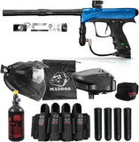 Maddog DYE CZR+ Full Auto Electronic Paintball Gun Marker Elite Starter Package | Thermal Anti-Fog Paintball Mask, HPA Tank, Empire Halo Too Loader, Neck Protector, Pro Paintball Harness & Pods - Blue