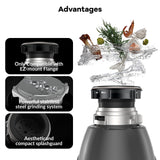 GarveeTech Garbage Disposal 1/2 HP, Continuous Feed Food Waste Disposer with Air Switch & Flange Seal, Stainless Steel Garbage Disposer, Compact Food Waste Grinder for Kitchen Sink, Grey