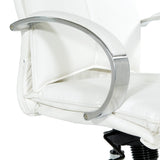 Office Star 7200 Series Deluxe Executive Faux Leather Office Desk Chair with Polished Aluminum Base and Padded Loop Arms, Mid-Back, Dillon Snow