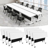 Modern Conference Table, 47.2'' Folding Conference Tables with Wheel, Flip Top Mobile Meeting Table