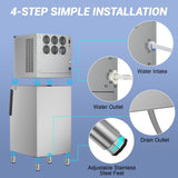 500 lbs High-Output Commercial Ice Machine Freestanding Self-Clean Durable