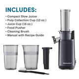 Masticating Juicer Machines, 12-inch Juicer, Masticating Cold Press Juicer Machines Elite Gourmet