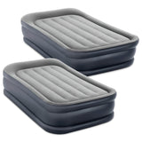 Intex Dura Beam Deluxe Pillow Raised Inflatable Velvet Fiber-Tech Airbed Mattress with Built in Pump & Portable Storage Carrying Case, Twin (2 Pack)