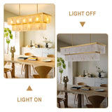 CEENWE Rectangle Alabaster Chandelier, L54 Brass Linear Chandeliers Over Table Pendant Light Modern Mrable Rectangular Chandelier for Kitchen Island Dining Room Living 2-Tier Gold(Include 16 Bulbs)