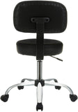 Amazon Basics Multi-Purpose Drafting Spa Bar Stool with Back Support, Upholstered, and Wheels, Black, 22.72"D x 22.72"W x 37.8"H