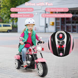 Costzon Kids Motorcycle, 6V Battery Powered Ride on Chopper Motorcycle w/Horn, Headlight, 3-Wheel Stable Ride on Toys, Electric Toddler Motorcycle for Kids, Gift for Boys Girls (Laser Pink)