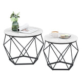 VASAGLE Small Round Coffee Table Set of 2, with Steel Frame