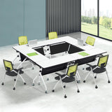 Folding Mobile Conference Room Table, 8 Pack 55.1”x21.65”x29.5” Flip Top Training Desk with 4 Locking Wheels, for Office Meeting Room Classroom