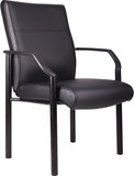 Boss Office Products Mid Back LeatherPlus Guest Chair in Black, 250 lbs Boss Office Products