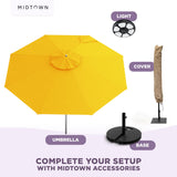 Midtown Umbrellas Push & Pop 10 Ft Patio Umbrellas with Push & Pop Mechanism, 8 Fiberglass Ribs & Sunbrella Fabric – Outdoor Umbrella for Deck, Pool, Cafés and Hotels – Yellow Canopy, Silver Pole