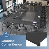 Folding Conference Table with Wheels, Flip-Top Mobile Training Table Modular Conference Room Tables, Space Saving Seminar Meeting Tables for Office School Business Classroom(Black 4PCS 47.2in)