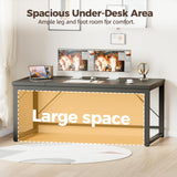 63 Inch Large Computer Desk, 1" Thick Heavy Duty Industrial Office Desk