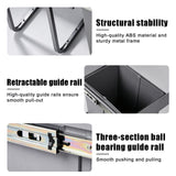 20L Hidden Pullout Trash Bin with Lid - Retractable Guide Rail, ABS Material & PP Lining, Under Sink Waste Can for Bathroom, Bedroom, Office, and Living Room