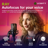 RAY Microphone with Autofocus for Your Voice - Mute by Distance and Mute Button - for Podcasts, Streaming, Content and Music in Studio Quality - 1" Studio Condenser Capsule Lewitt