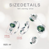 Oseew Natural Moss Agate Ring for Women 2CT Pear Cut 2 Pieces Engagement Ring Set 10K/14K/18K Solid Gold/Sterling Silver Wedding Vintage Leaf Bridal Promise Ring with Gift Box