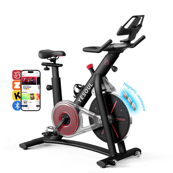 Yesoul S3 Black Exercise Bike For Home Smart White Cycling Bike Magnetic Resistance For Gym Electric Stationary Bike Bluetooth Heart Rate For Women Apartment Workout Bike For Fitness YESOUL