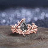 Oseew Kite Cut Engagement ring set Rutilated quartz rings for women(Rutilated quartz)