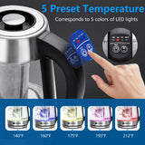 Aigostar Electric Kettle, Tea Kettle with Temperature Control and Tea Infuser, 1500W Hot Water Kettle, Auto Shut-Off, 1.7L