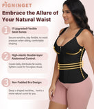 Figninget Faja Body Shaper Waist Trainer for Women Lower Belly Fat Postpartum Faja with Steel Boned Black S