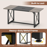 Giantex 6FT Conference Table with Power Outlets, Large Rectangle Meeting Table for 6-8 People
