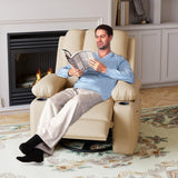Garvee 27" Power Recliner Chair for Adults with Massage and Heat 360° Swivel Oversized Leather Recliner Chair Large Seat Width with USB Ports & Side Pockets for Living Room Bedroom Relaxation, Beige