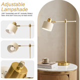 OYEARS 22" Modern Desk Lamp, Table Lamp with Adjustable Shade, Cream