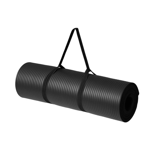 Amazon Basics 1/2 Inch Extra Thick Exercise Yoga Mat with Carrying Strap, Black Amazon Basics