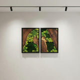 Moss Wall Decor Preserved Moss Art in Solid Cedar Wood Frame | Natural Wooden Wall Decor for Living Room, Office, Home | Zero Maintenance Gift for Nature Lovers 2 Pieces
