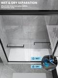 Glass Shower Doors, 56" - 60" W x 72" H Double Sliding Shower Door, Aluminum Semi-Frameless & 1/4"(6mm) Clear Tempered Glass Bypass Shower Door for Walk in Shower, Matte Black