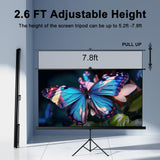 Outdoor Projector Screen with Stand Tripod, Indoor Pull Up Portable Projector Screen, 80 INCH 16:9 SCREENMAX