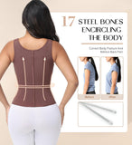 SHAPSHE Waist Trainer for Women Corset Shapewear Belt Sport Workout Body Shaper Vest for Postpartum Gym Zipper and Hooks Mocha L