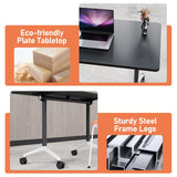 Rolling Folding Conference Table 47.2in Black 4-Person Modern Business for Office Classroom Training Meeting Room
