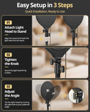 UBeesize 10" Desk Ring Light with Stand, Multi-Angle Adjustable Arm with C-Clamp for Home Office, Streaming Light with Inline Control for Video Conference, Podcast, Gaming, Recording, Live Streams