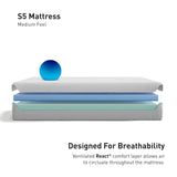 Bedgear S5 Performance Mattress, Twin XL - Instant Cooling by Ver-Tex Technology