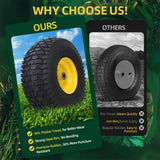 USCaster 15x6.00-6nhs Lawn Mower Tires Tubeless (2 Pack),Replacement Riding Lawn Mower Front Tires,Compatible withRiding Mowers and Lawn Tractor, 3" Centered Hub and 3/4" Bushings（Yellow)
