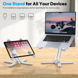 OMOTON LA10 360° Rotating Laptop Stand Riser Foldable for Desk, Silver