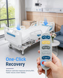 noerishia 5-Function Electric Hospital Bed with CPR Emergency Release, Timotion Motor, 250kg Weight Capacity, Adjustable Home Care Bed for Elderly Patients