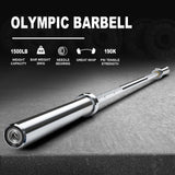 LIONSCOOL 7ft Olympic Barbell (Silver Chrome, 1500LBS, No Center Knurl)