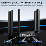 Band WiFi 6 Router, High Speed Gigabit Router for Wireless Internet, 8 High-Gain Antennas